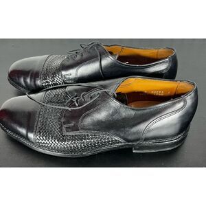 Allen Edmunds Lauderdale Oxford Black Woven Leather Dress Shoe size 8 1/2
